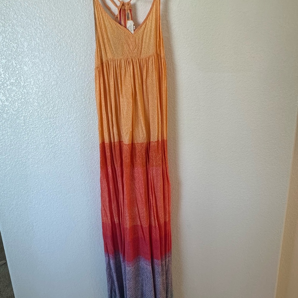 Anthropologie Yellow Orange Pink Ombre Maxi Dress